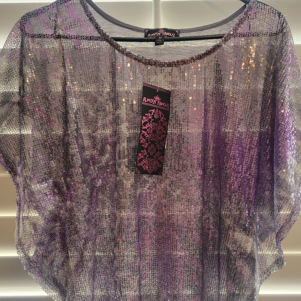 Women's Purple Sequin Top
